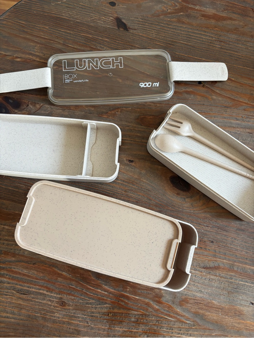 Lunch Box Bento Set with Utensils - Beige